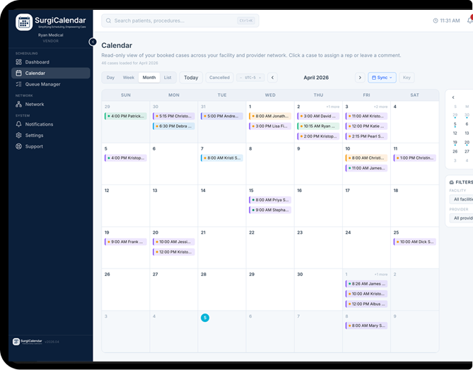 SurgiCalendar - Vendor Calendar